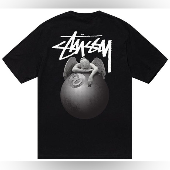 STUSSY 100% AUTHENTIC Black Angel T Shirt Mens Size S SS22 Season - Picture 1 of 5